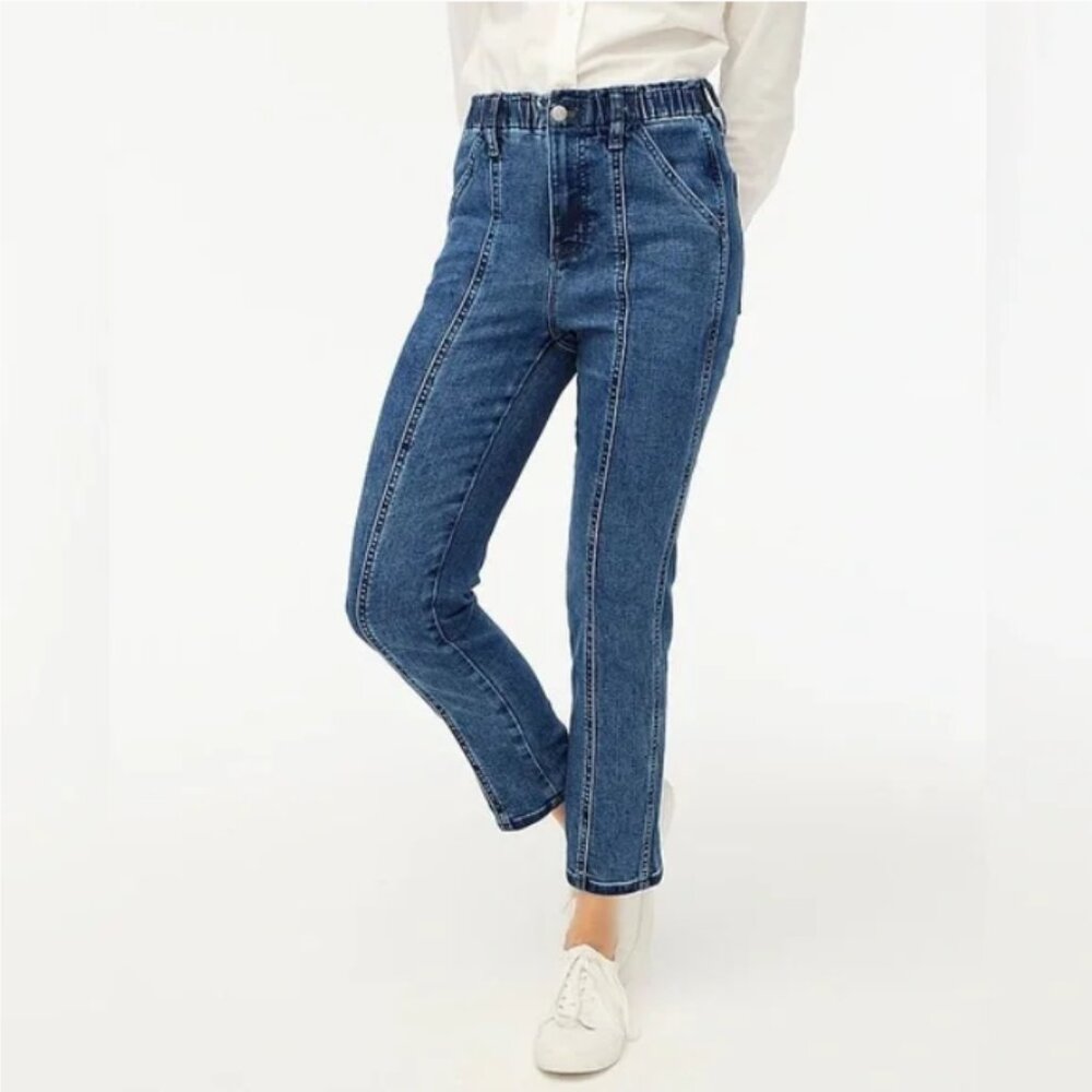 J. Crew‎ Elastic-waist seamed straight jean in signature stretch+ 26